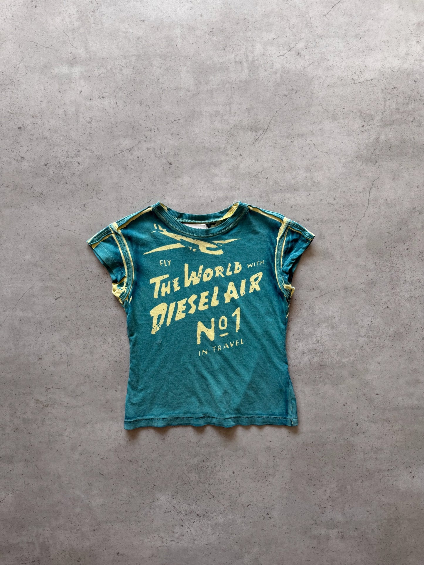 DIESEL green graphic baby tee ★ Size est Xsmall