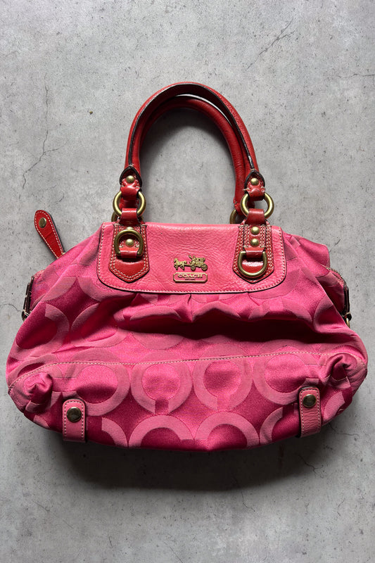 COACH hot pink monogram shoulder-bag + gold hardwear ★