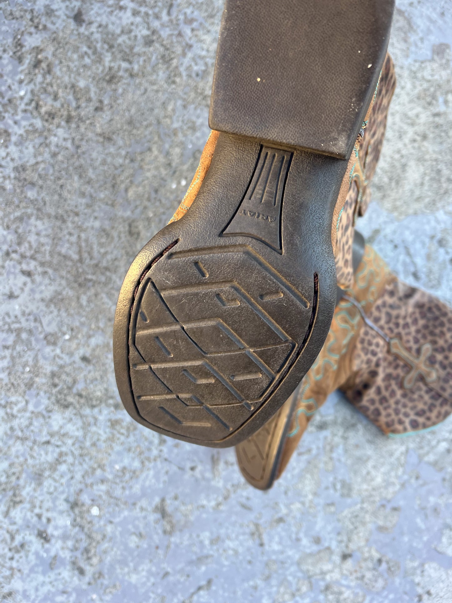 Leopard print cowboy square toe boots