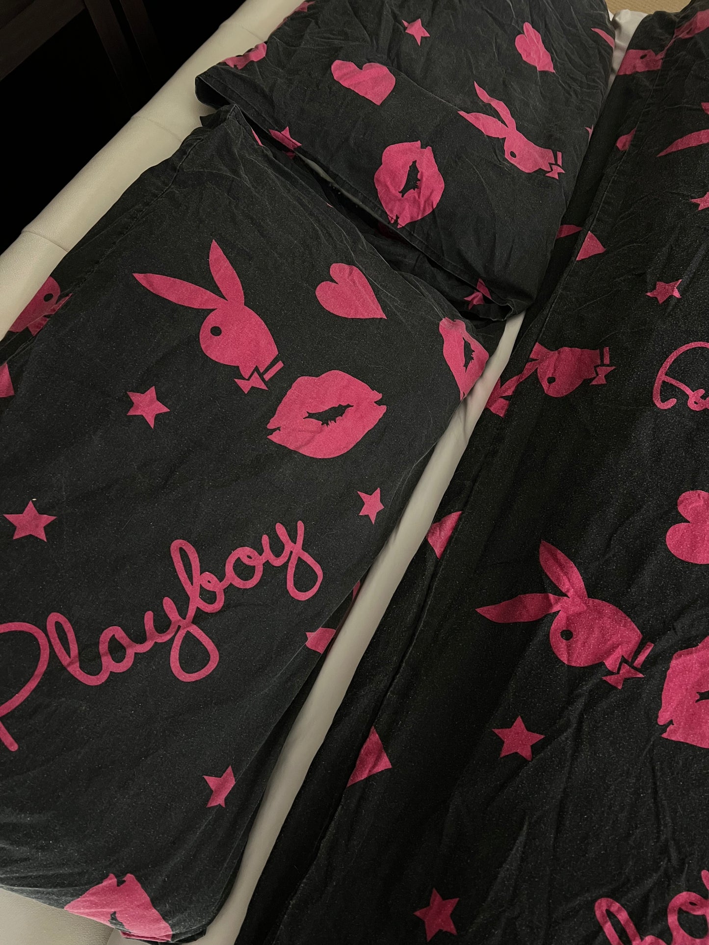 PLAYBOY vintage hot pink bed cover + 2x pillow cases