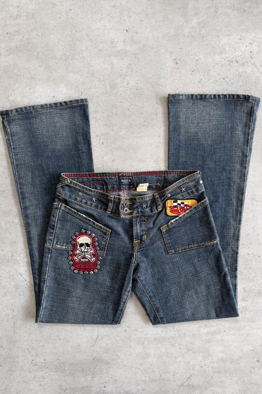 VON DUTCH embellished graphic jeans ★ Size 27"