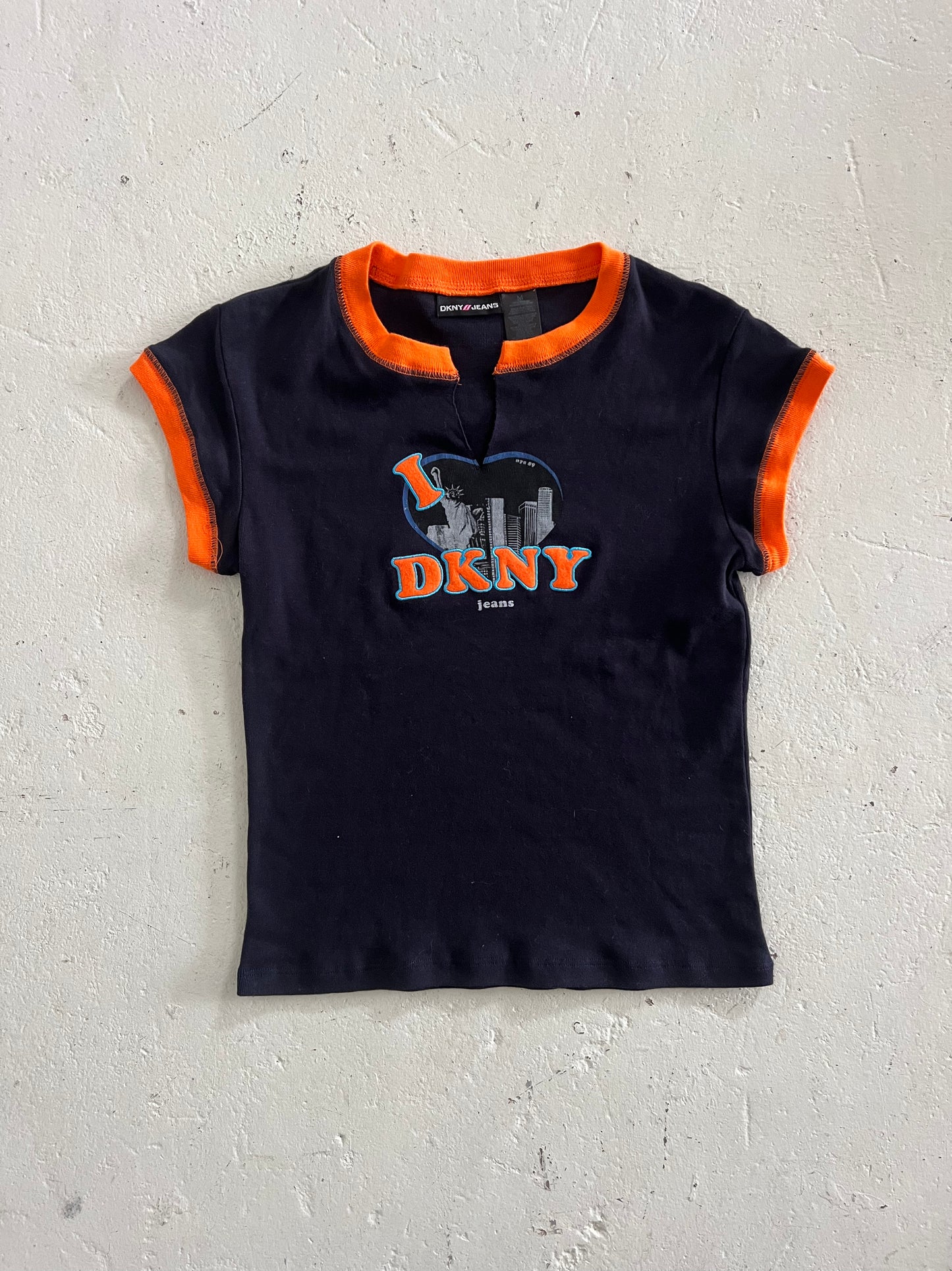 DKNY orange + navy spell out tank ★ Size medium