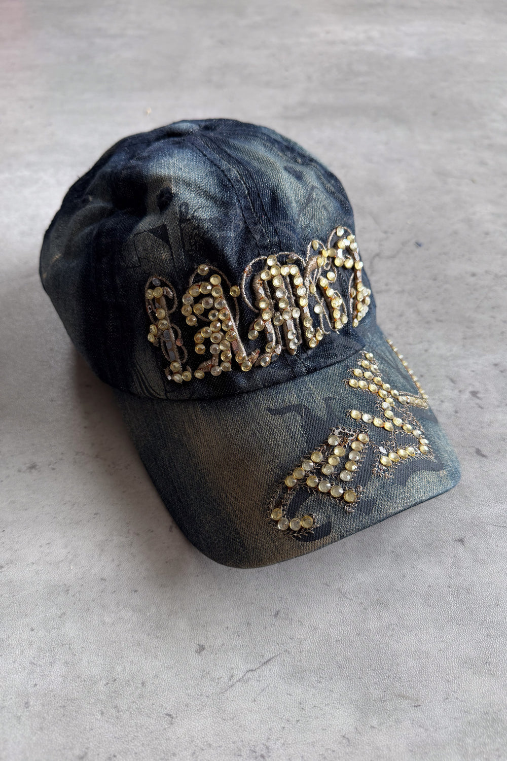 Acid wash diamante cap