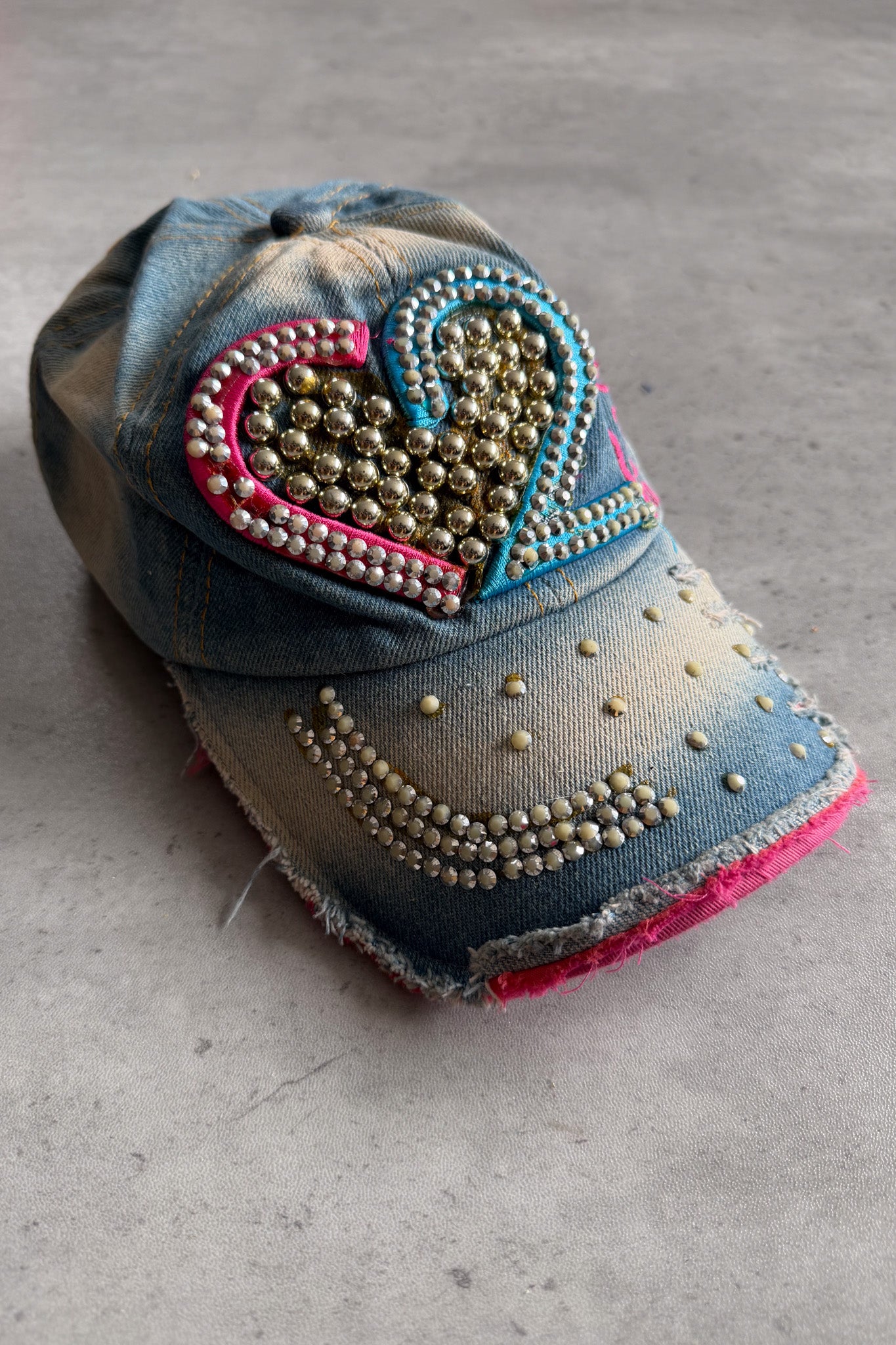 Denim embellished <3 2 cap