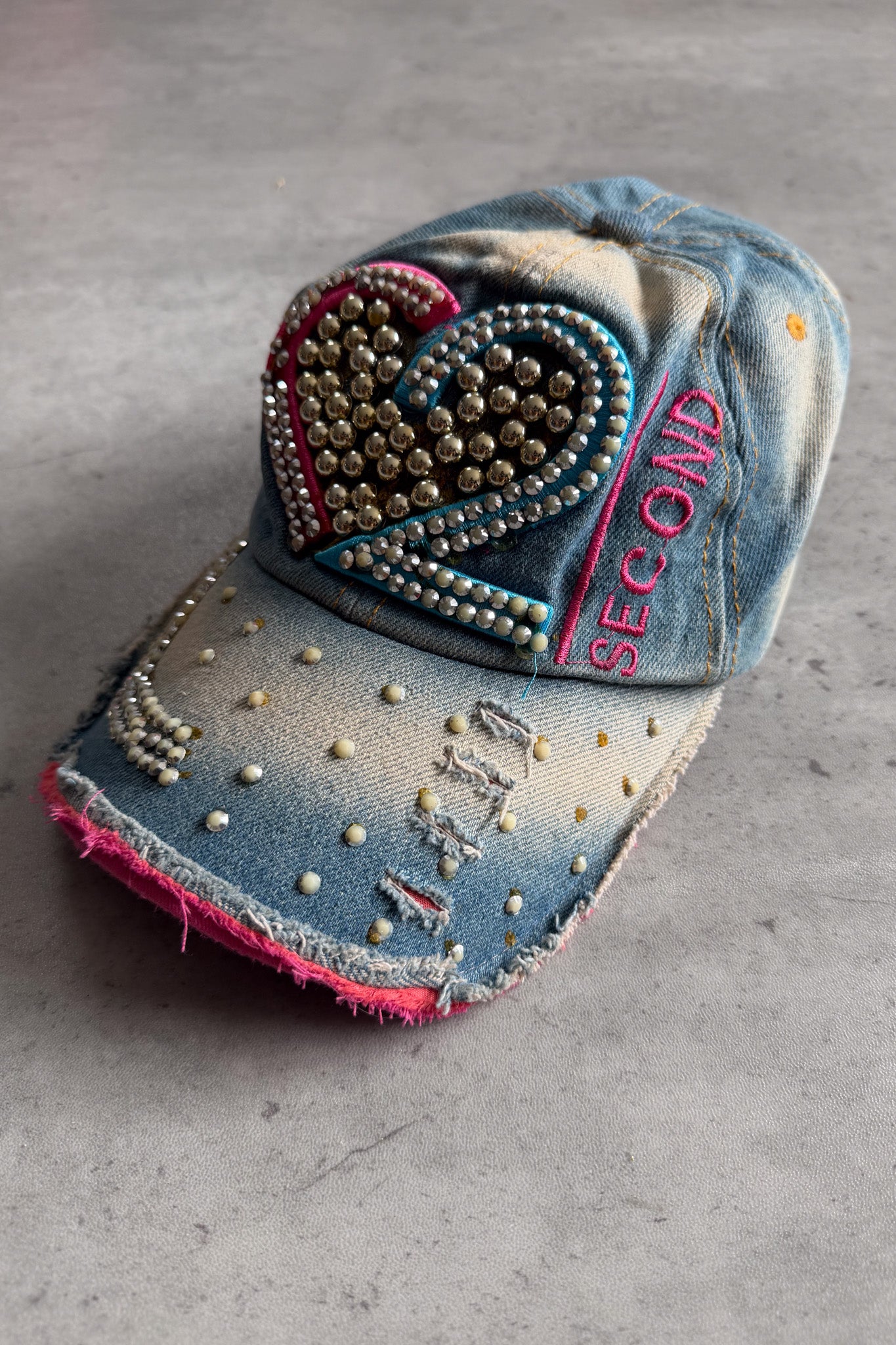 Denim embellished <3 2 cap