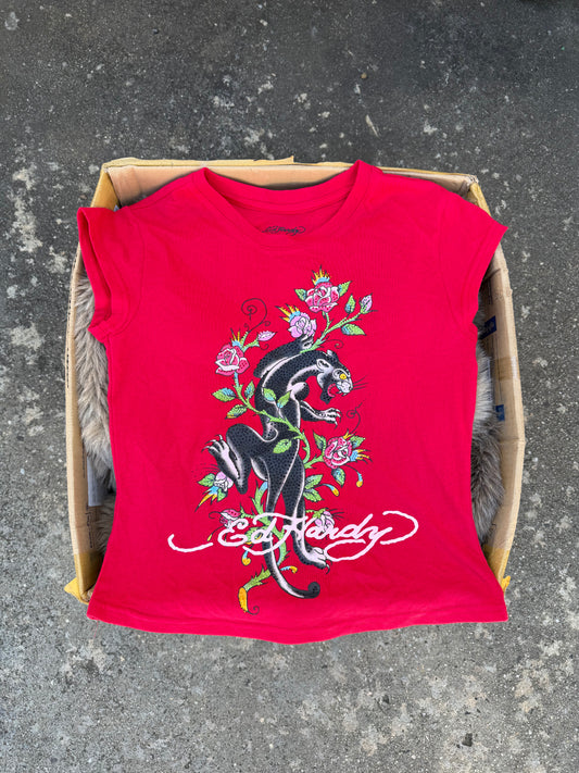 ED HARDY red baby tee ★ Size labelled medium