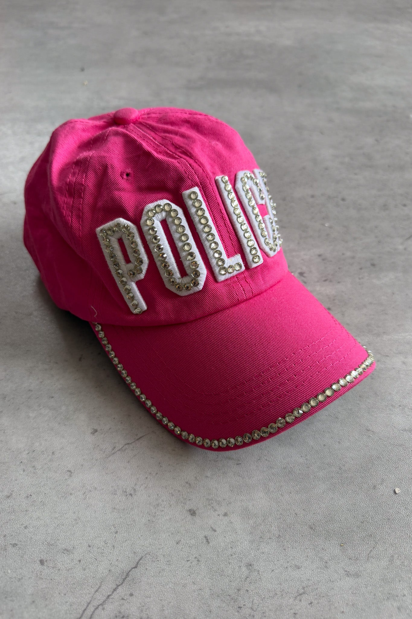 'POLICE' embellished pink cap