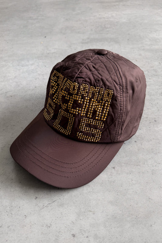 'CALIFORNIA' brown embellished pink cap