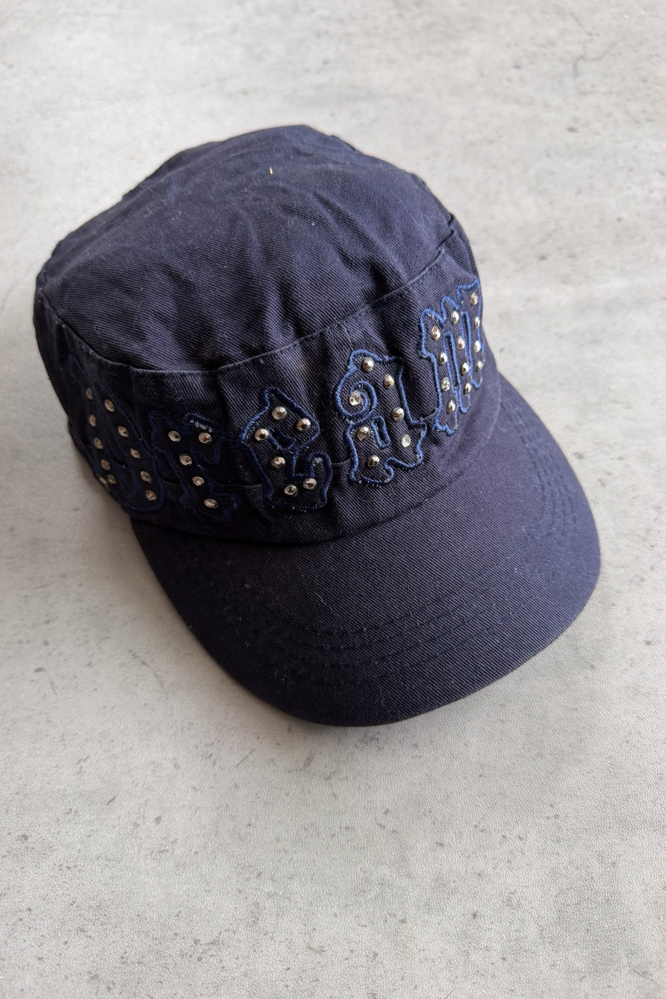 Navy embellished + green cadet hat