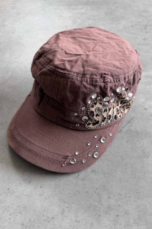 Brown leopard print + jewell cadet hat