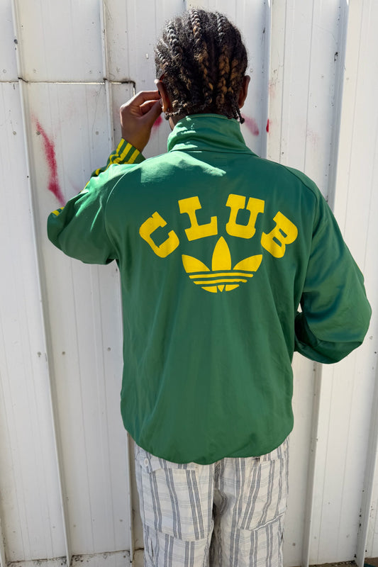 CLUB ADIDAS green & yellow zip up jacket ★ Size est XL