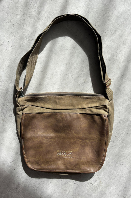 DIESEL leather khaki satchel bag ★