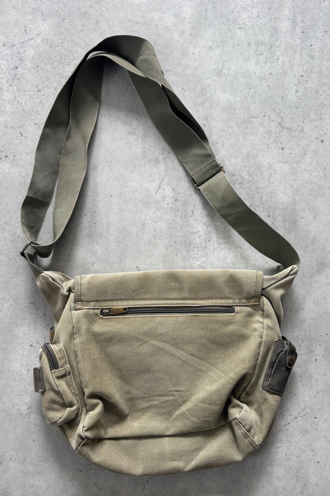 DIESEL khaki double zip satchel bag ★