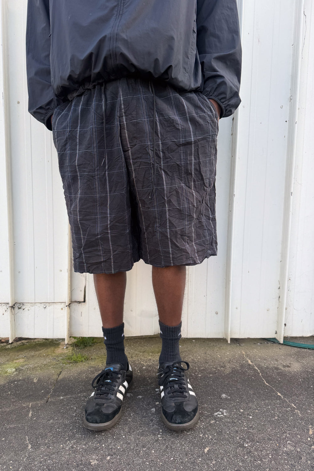 Balck + blue plaid jorts ★ one size adjustable waist