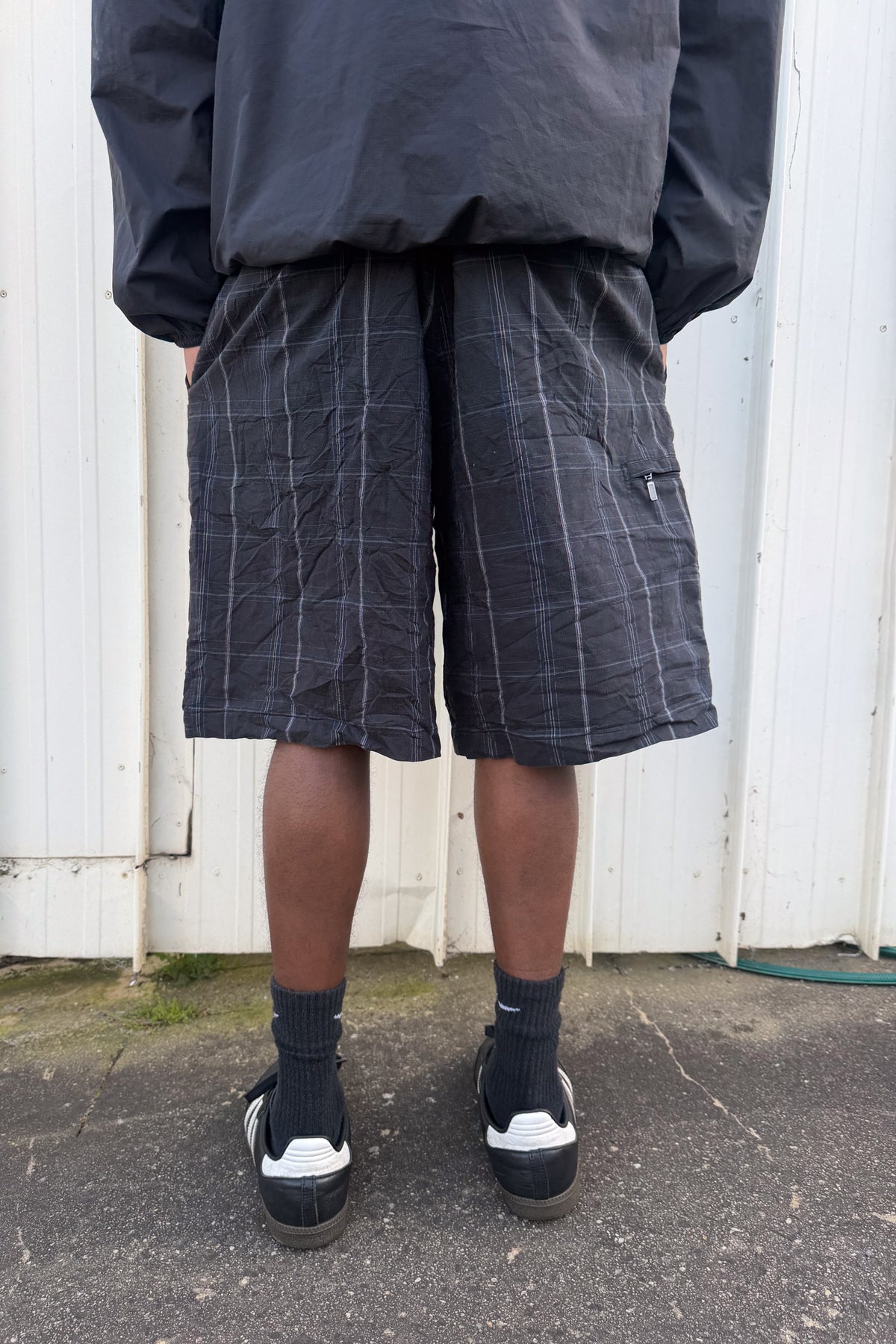 Balck + blue plaid jorts ★ one size adjustable waist