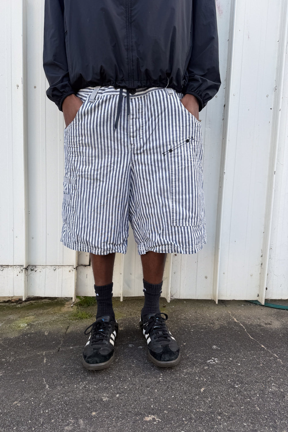 blue + white plaid jorts ★ one size adjustable waist