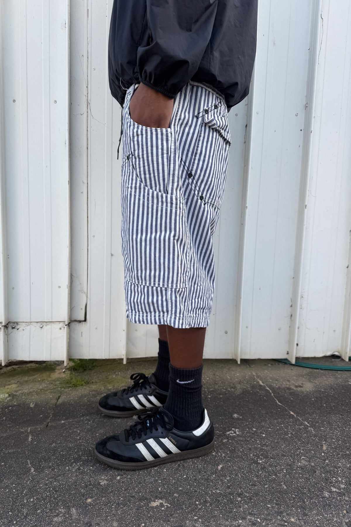 blue + white plaid jorts ★ one size adjustable waist