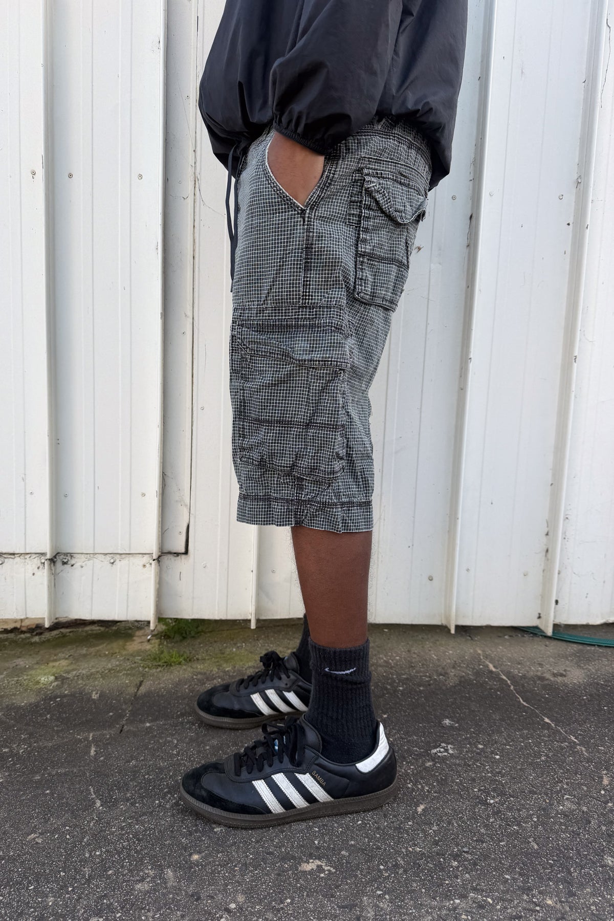 Black + white plaid jorts ★ one size adjustable waist