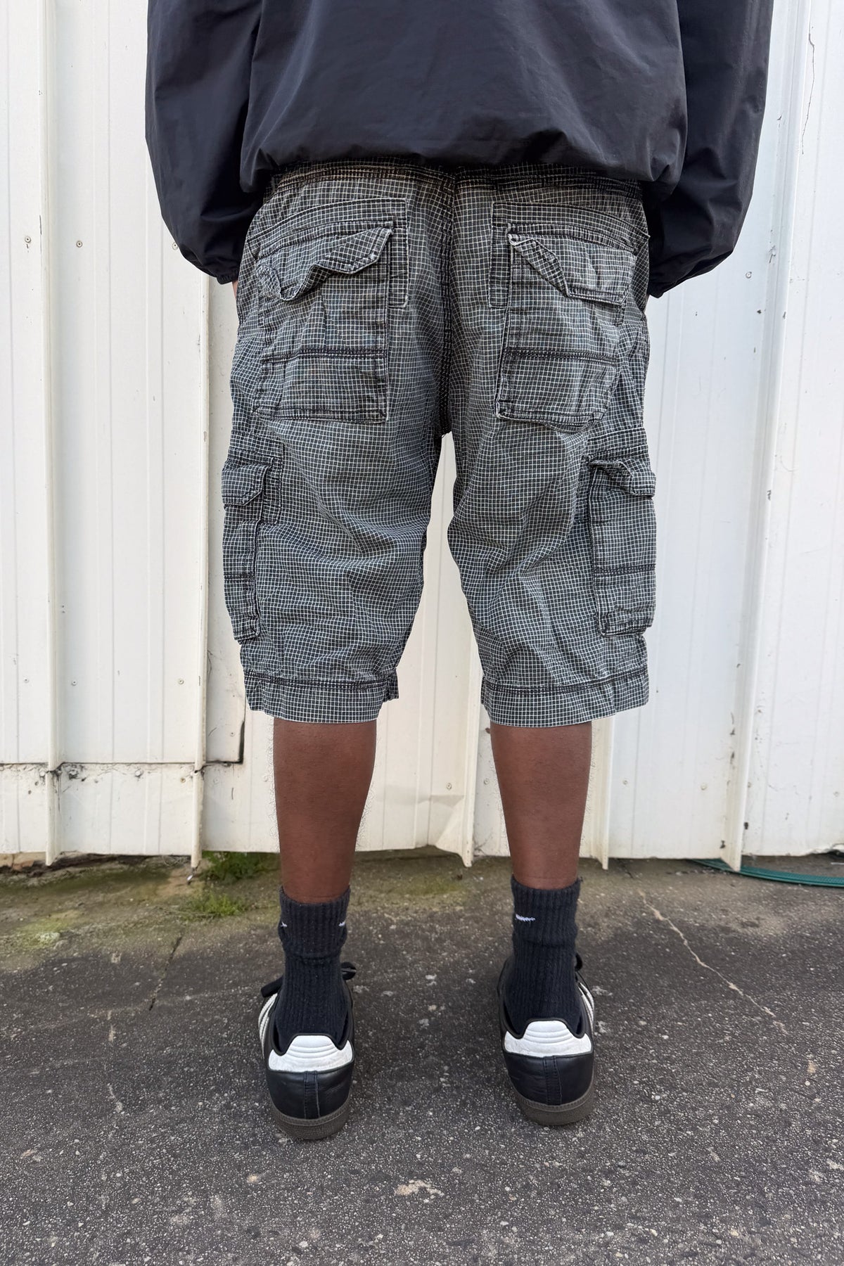 Black + white plaid jorts ★ one size adjustable waist
