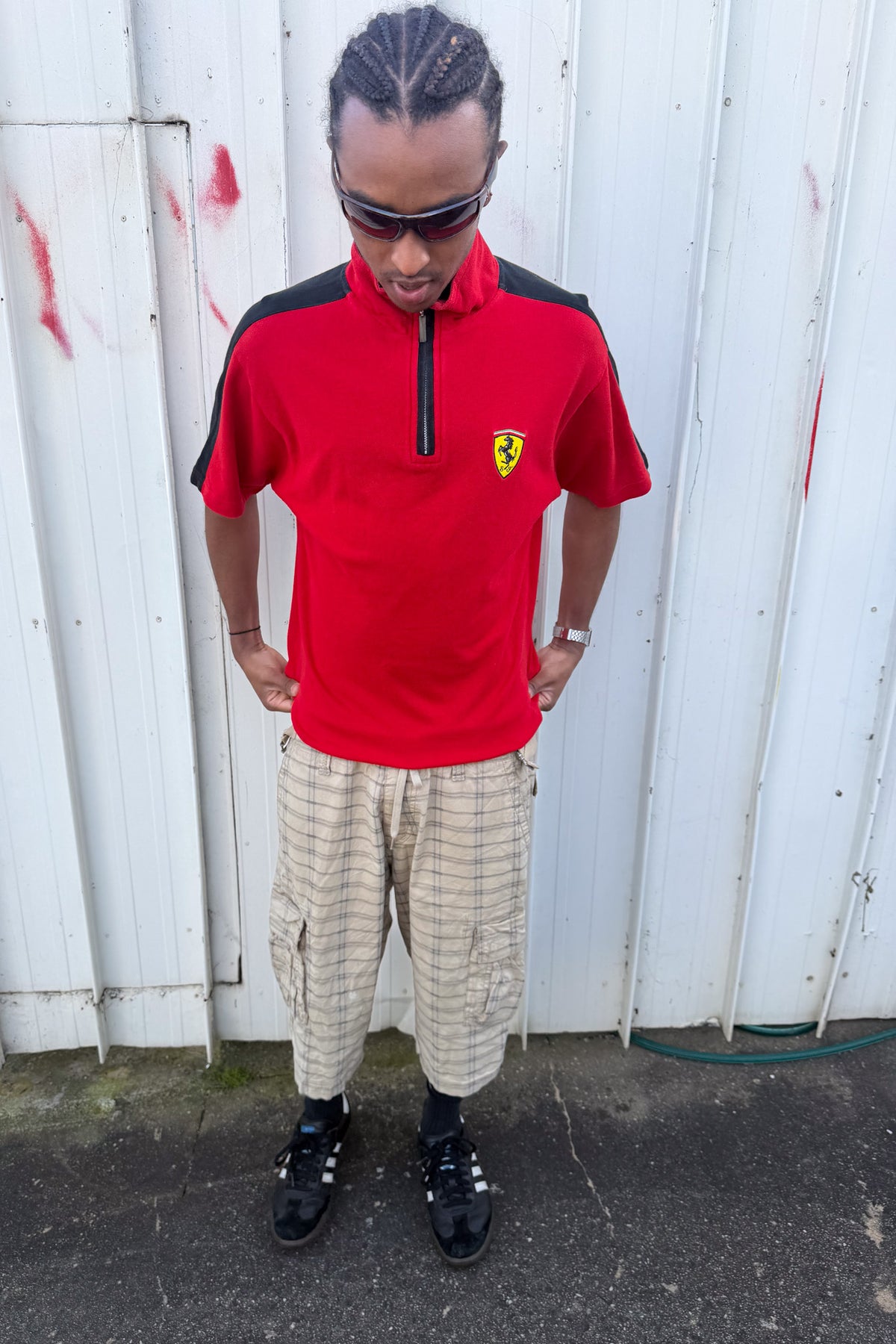 FERRARI red quater zip tee ★ Size labelled medium