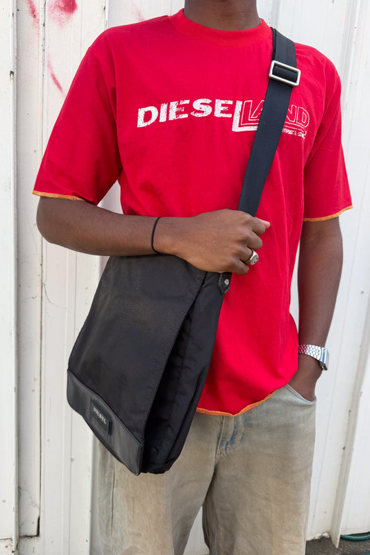 DIESEL black snap satchel bag ★