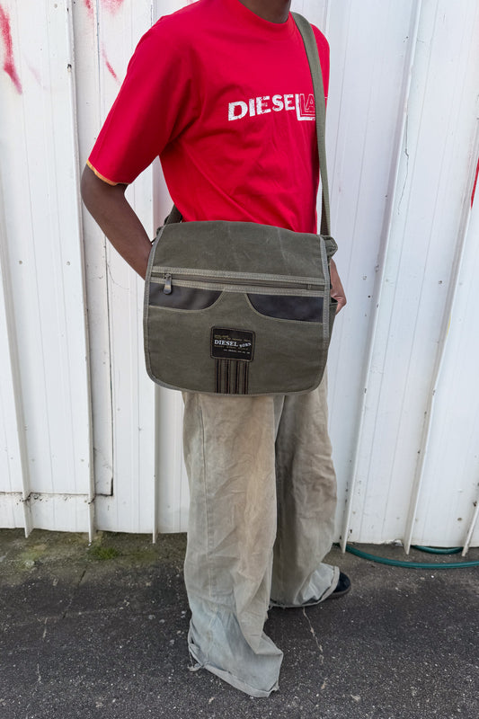 DIESEL Khaki zip satchel bag ★