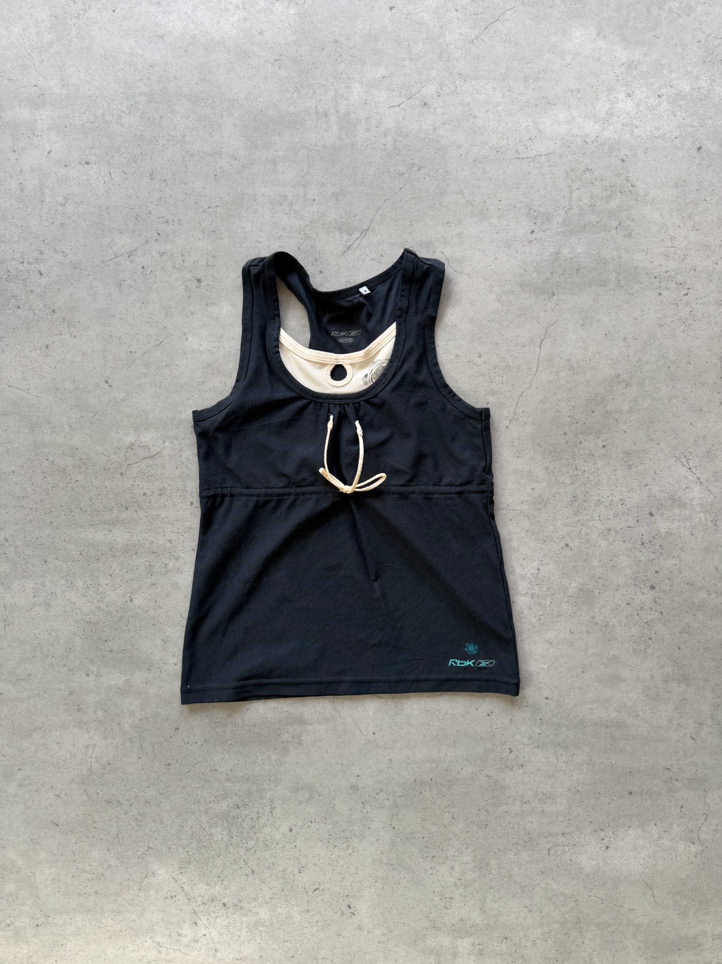 REEBOK black + green logo sport tank ★ Size labelled medium