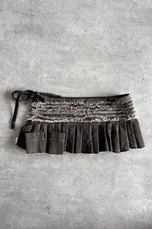 Vintage dark denim micro belt skirt ★ Size estimated XS