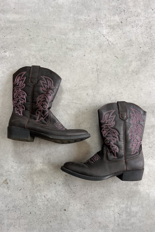 Black embroidered cowboy boots ★ Size UK 3