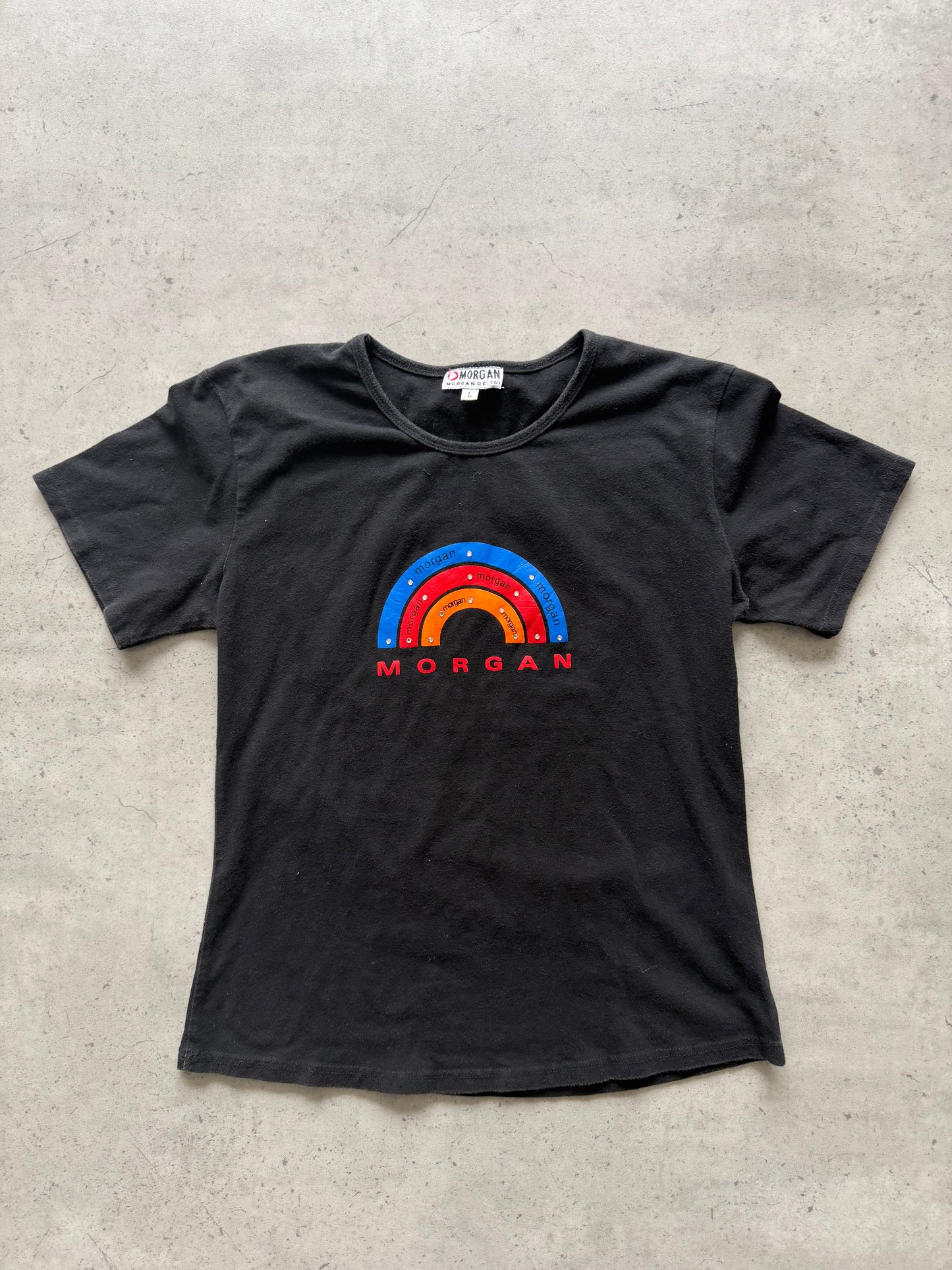 MORGAN DE TOI black "rainbow" tee ★ Size labelled large