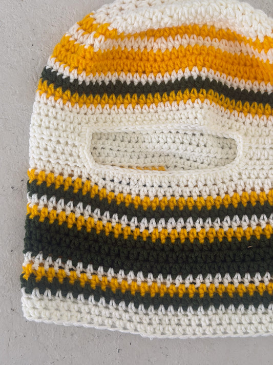 Handmade green & yellow crotchet festival balaclava ★