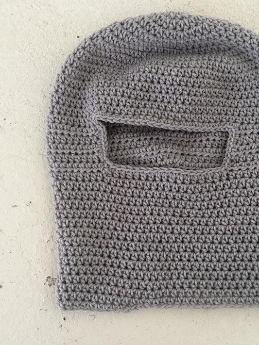 Handmade grey crotchet festival balaclava ★