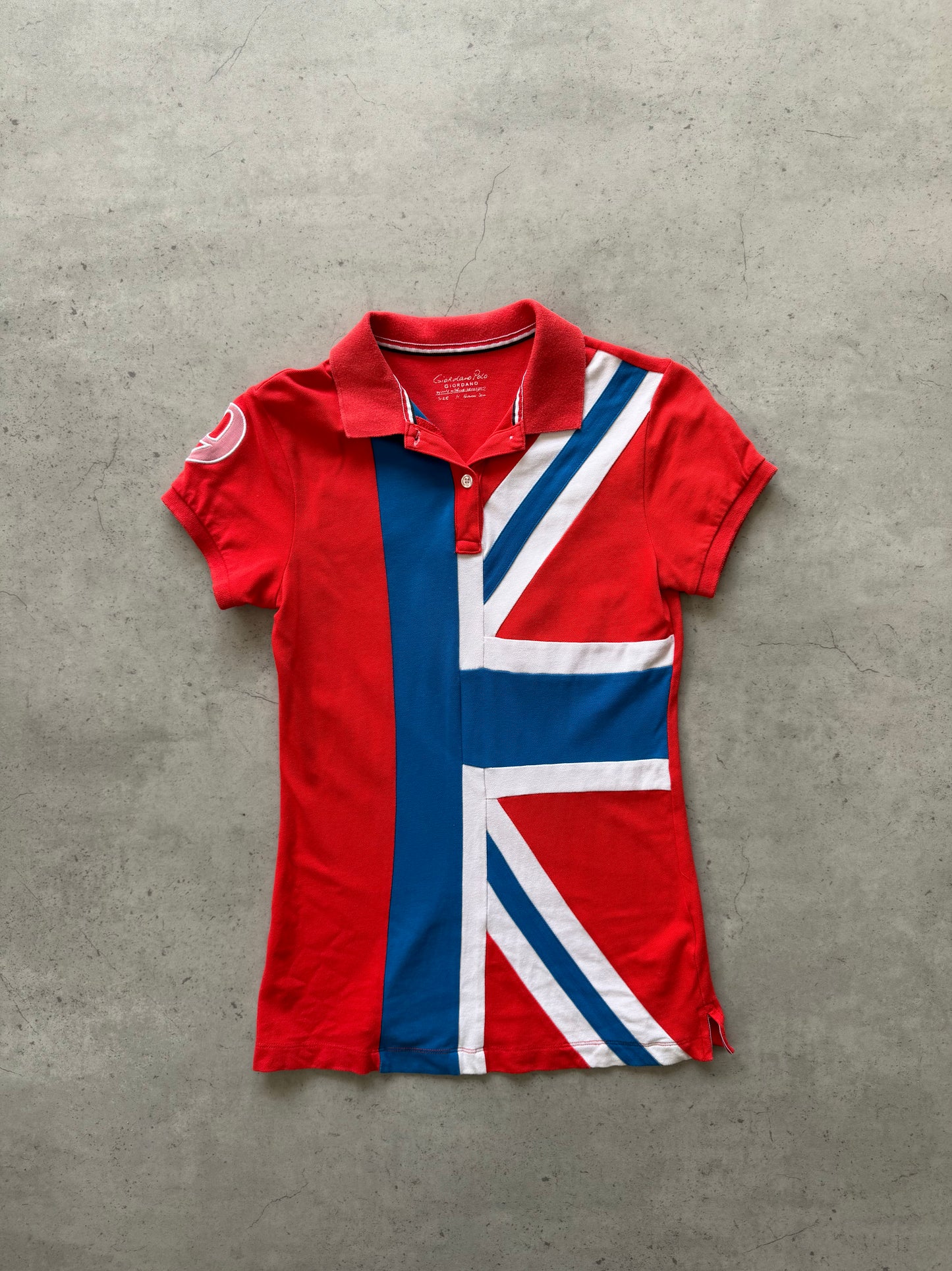 GIORDANO POLO red "union jack" shirt ★ Size est small/medium