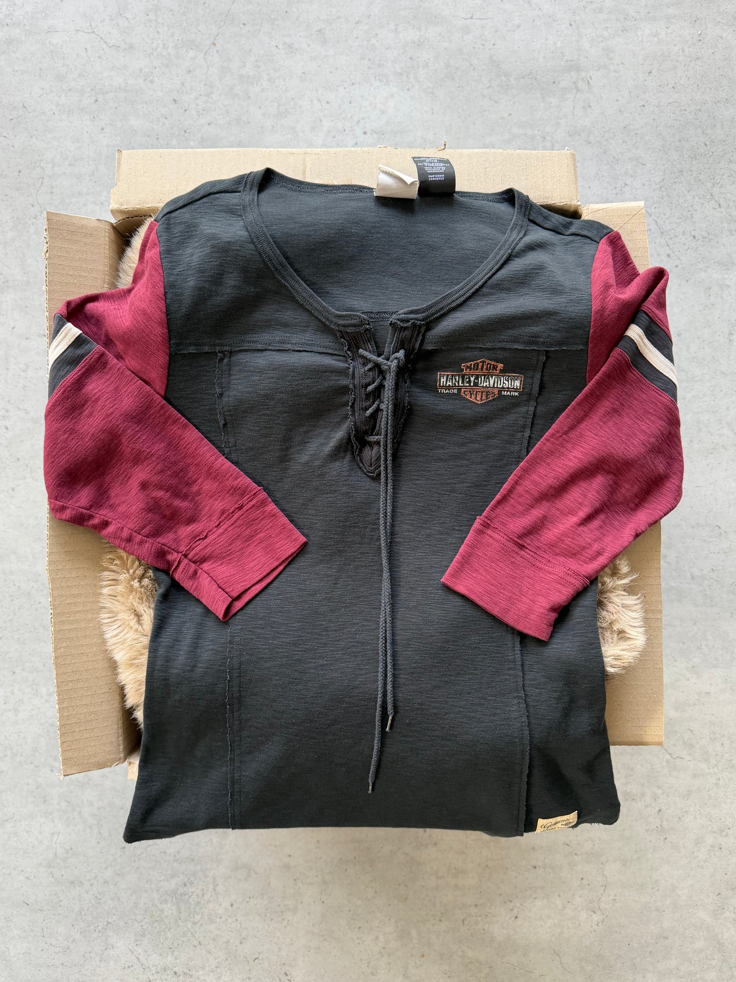 HARLEY DAVIDSON burgundy long sleeve ★ Size labelled large