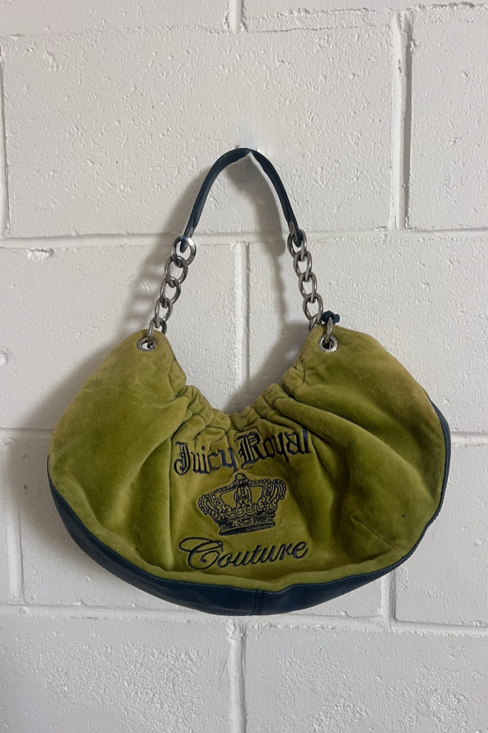 JUICY COUTRE green + navy velour bubble bag ★ RARE