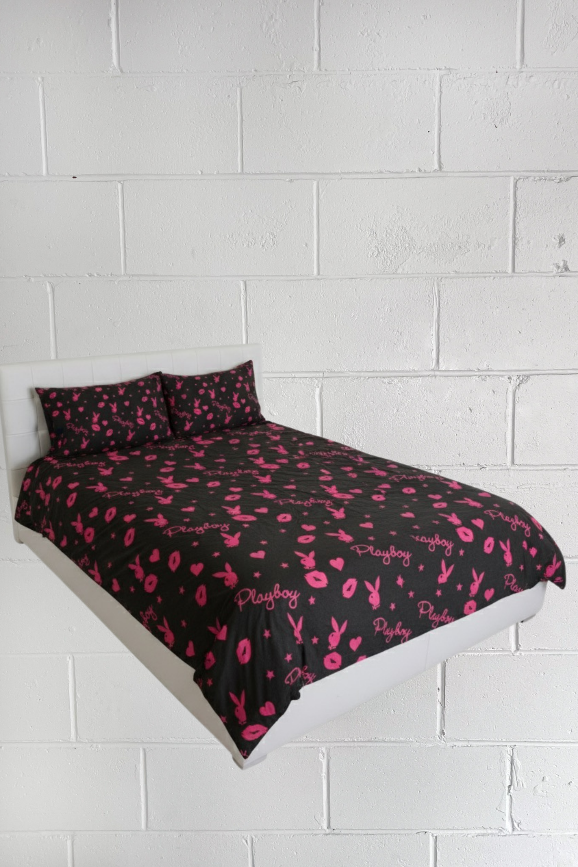 PLAYBOY vintage hot pink bed cover + 2x pillow cases