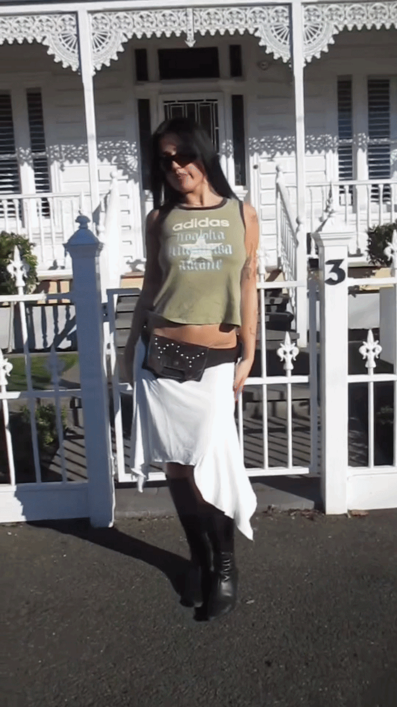 ADIDAS khaki graphic tank ★ Size est medium