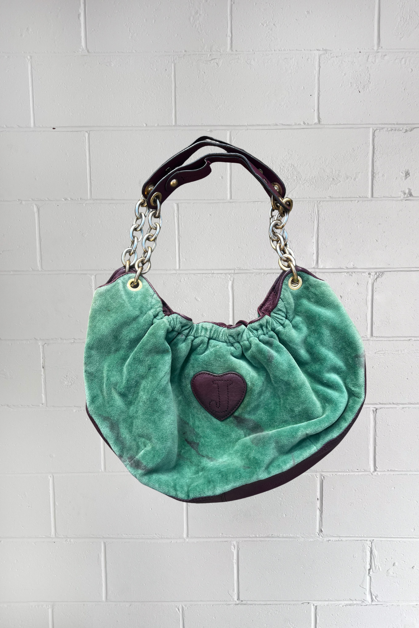 JUICY COUTURE green + purple velour bubble bag ★ RARE