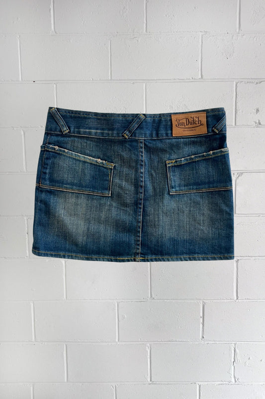 VON DUTCH denim mini skirt ★ Size medium