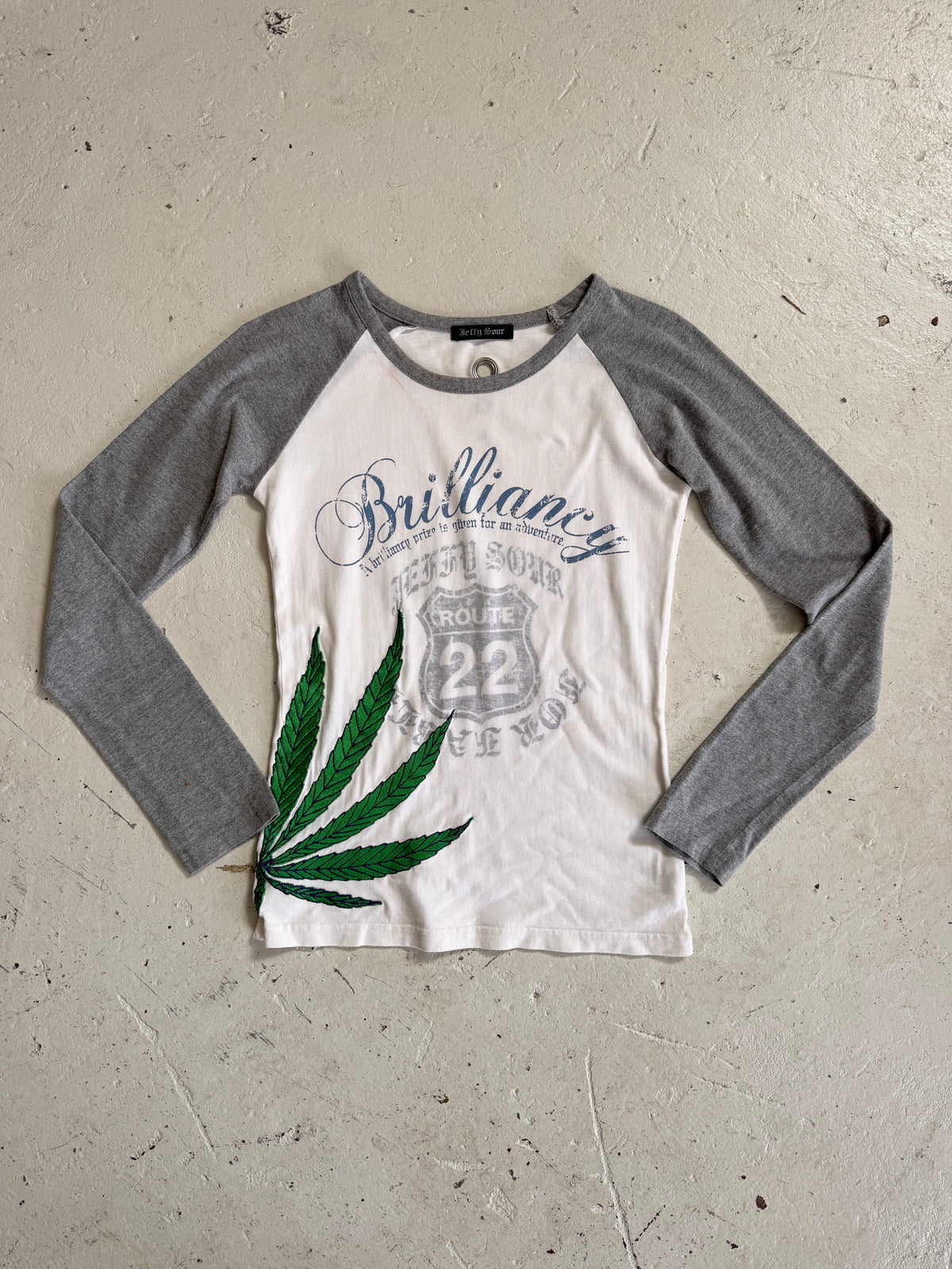 JETTY SOUR grey "weed" long sleeve ★ Size est small