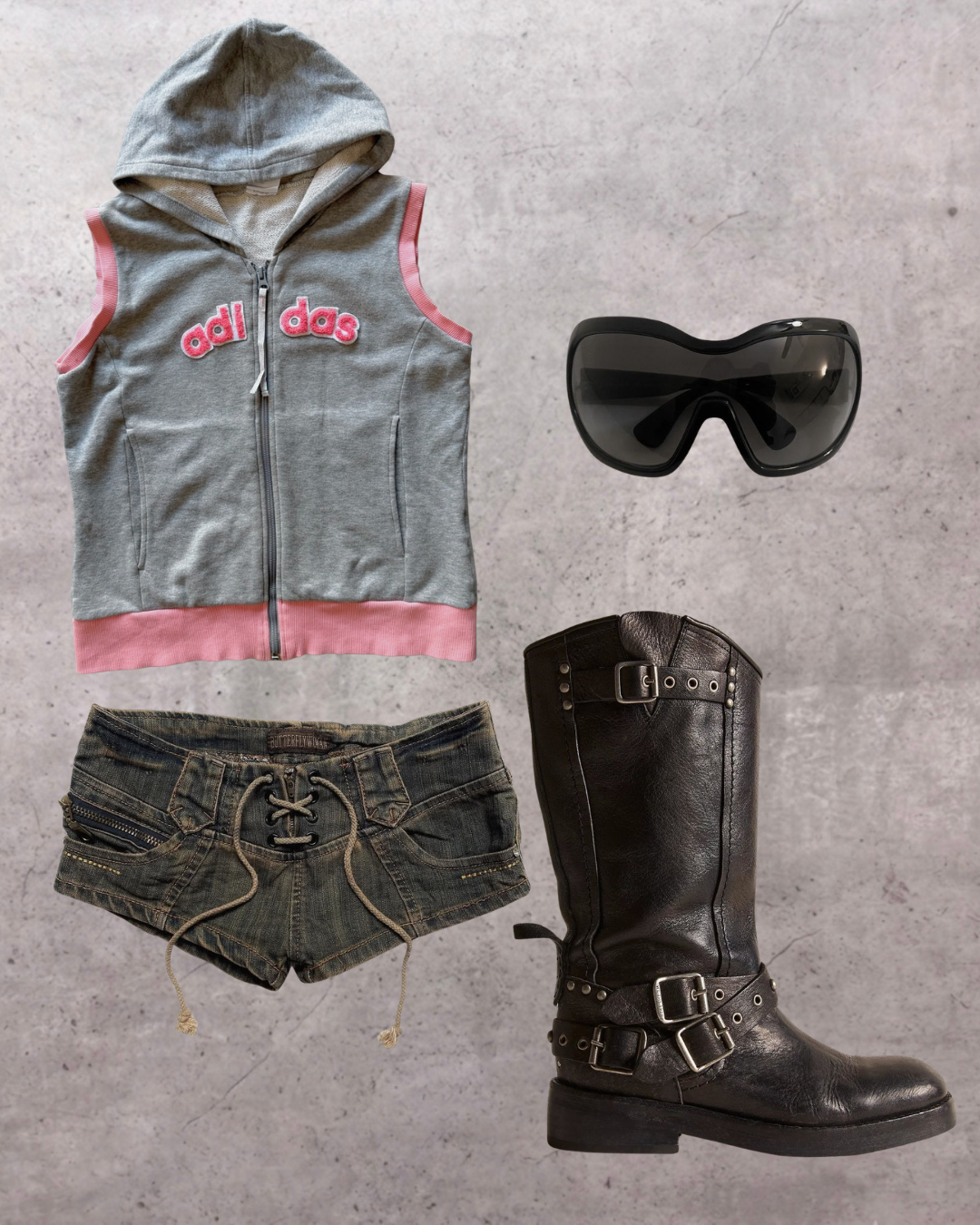 ADIDAS grey + pink hooded vest ★ Size est small/medium