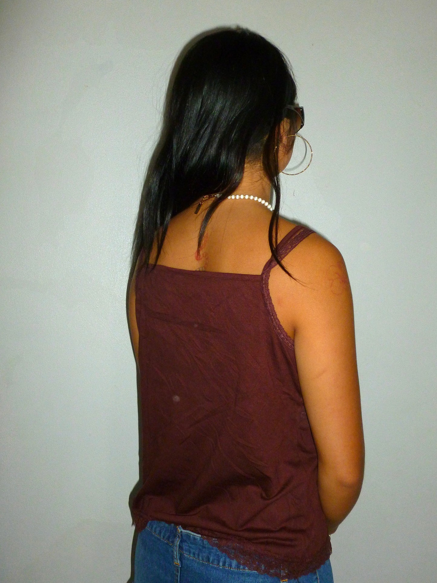 Brown lace cami