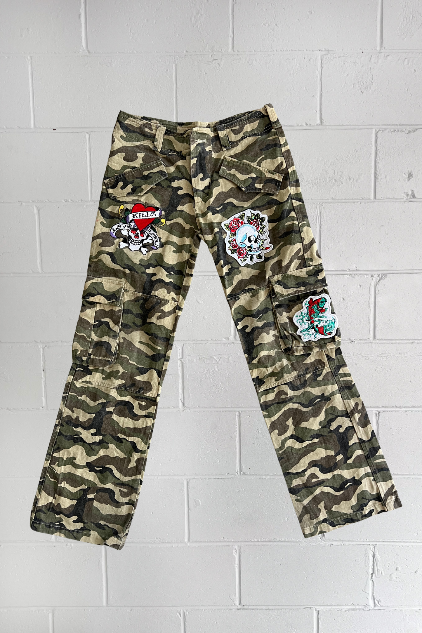 ED HARDY patched camo pants ★ Size small