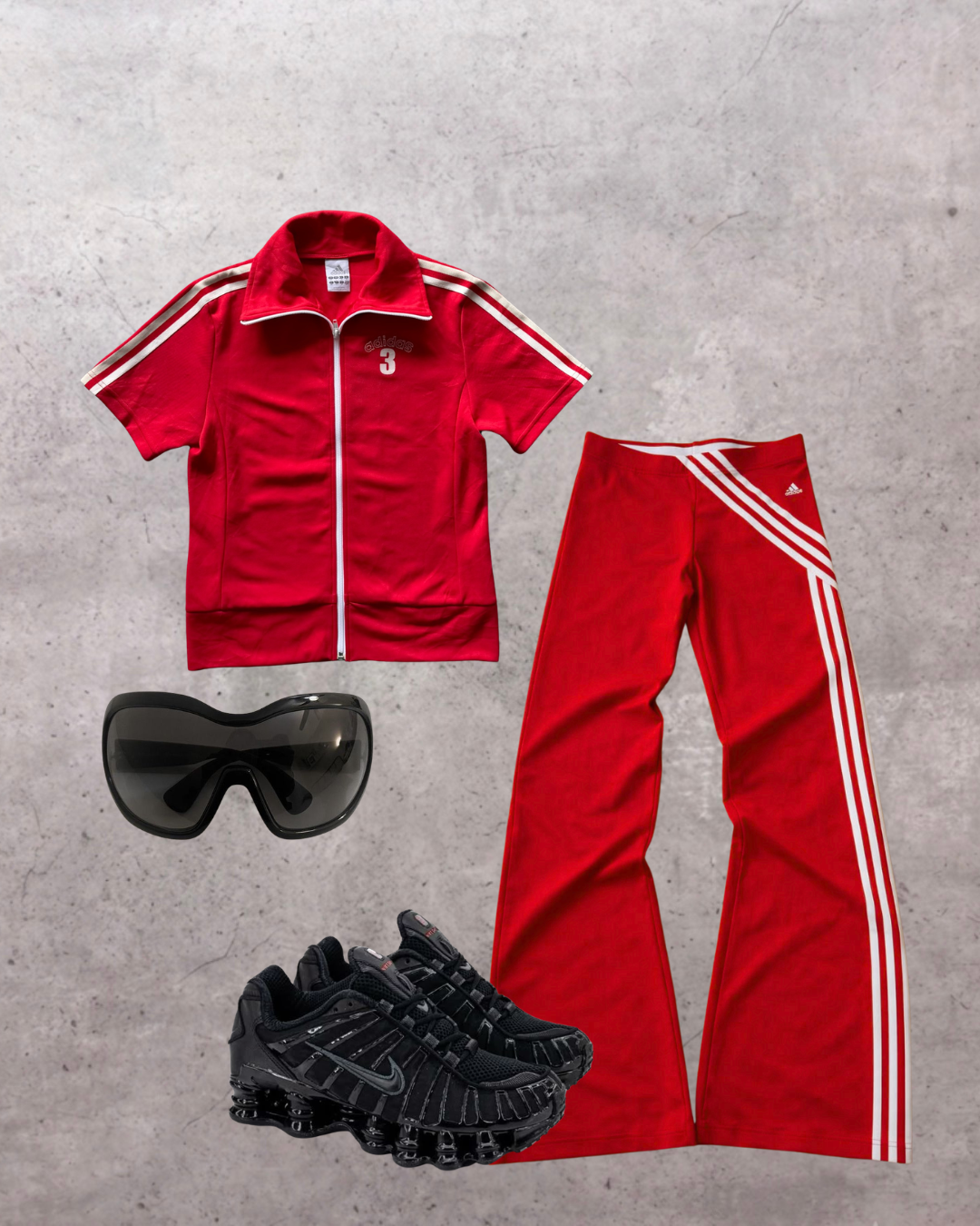 ADIDAS red track top ★ Size est small/medium