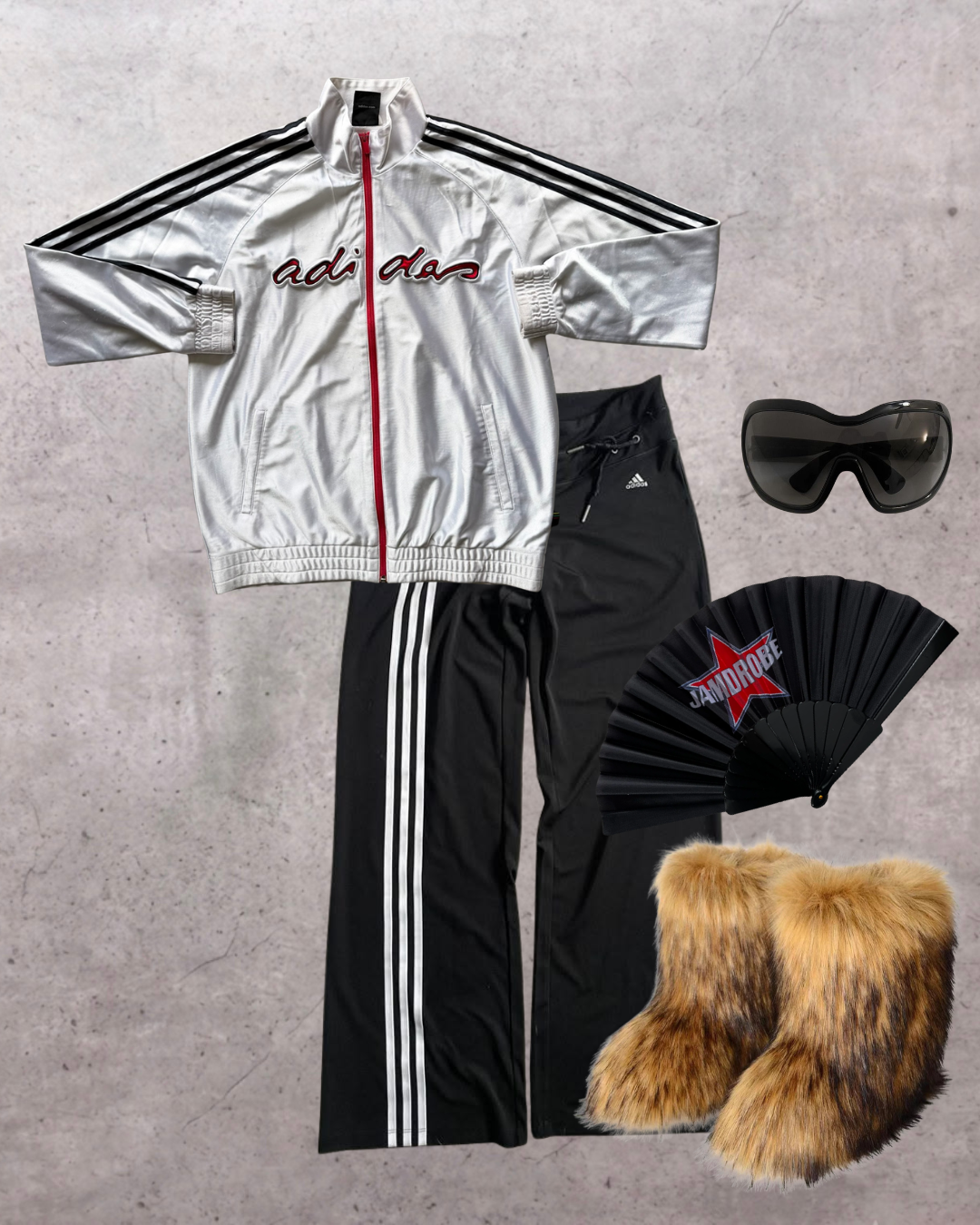 ADIDAS silver + red track jacket ★ Size labelled medium