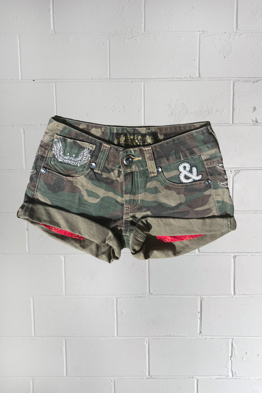 RED PEPPER camo mini shorts ★ Size 34