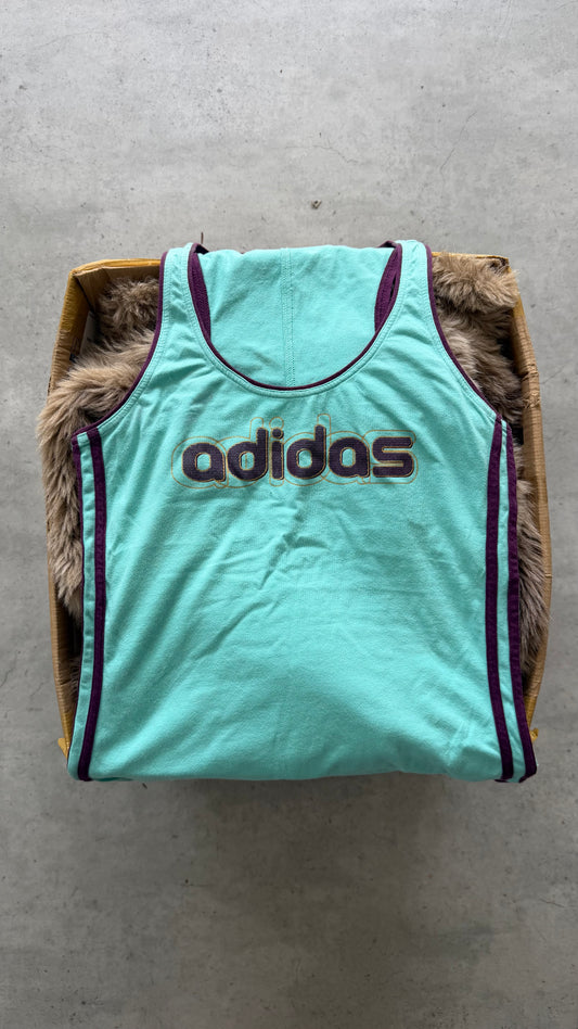 ADIDAS teal & purple tank ★ Size labelled large