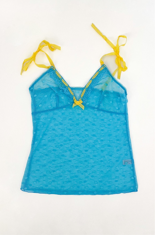 Blue & yellow lace vintage cami