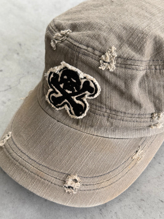 Khaki skull distressed cadet hat ★