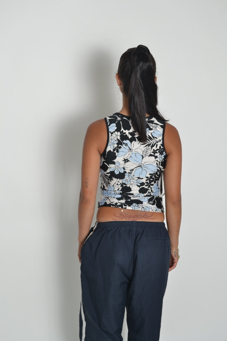 Floral tropical zip up sport tank